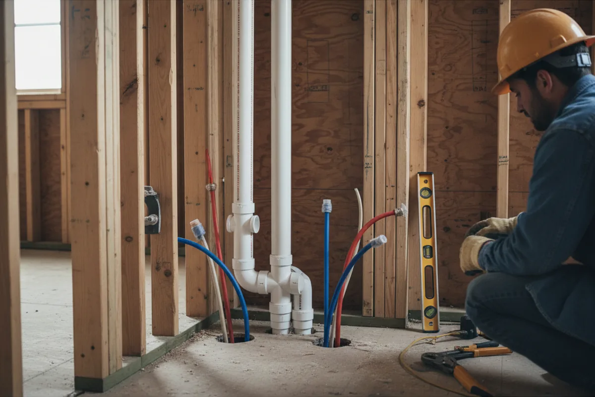 Drain and supply rough-in during Toilet Repair and Installation in Sumner
